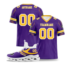 Custom Purple Minnesota Football Jersey and Sports Shoes Combo Offer Personalized Combo ZH-D025008-15