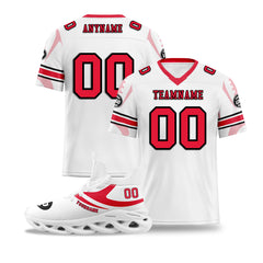 Custom White Red Kansas City Football Jersey and Sports Shoes Combo Offer Personalized Combo ZH-D025008-18