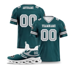 Custom Green Philadelphia Football Jersey and Sports Shoes Combo Offer Personalized Combo ZH-D025008-21