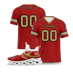 Custom Red San Francisco Football Jersey and Sports Shoes Combo Offer Personalized Combo ZH-D025008-22