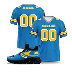 Custom Blue Los Angeles Football Jersey and Sports Shoes Combo Offer Personalized Combo ZH-D025008-24