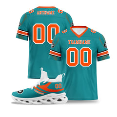 Custom Light Green Miami Football Jersey and Sports Shoes Combo Offer Personalized Combo ZH-D025008-25