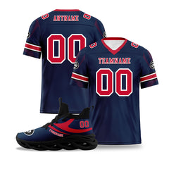 Custom Blue New England Football Jersey and Sports Shoes Combo Offer Personalized Combo ZH-D025008-26