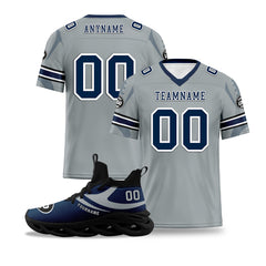 Custom Gray Seattle Football Jersey and Sports Shoes Combo Offer Personalized Combo ZH-D025008-27