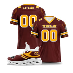 Custom Crimson Washington Football Jersey and Sports Shoes Combo Offer Personalized Combo ZH-D025008-29