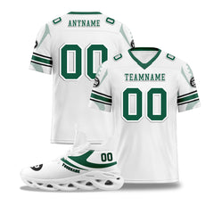 Custom White New York Football Jersey and Sports Shoes Combo Offer Personalized Combo ZH-D025008-30