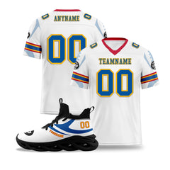 Custom White Pittsburgh Football Jersey and Sports Shoes Combo Offer Personalized Combo ZH-D025008-31