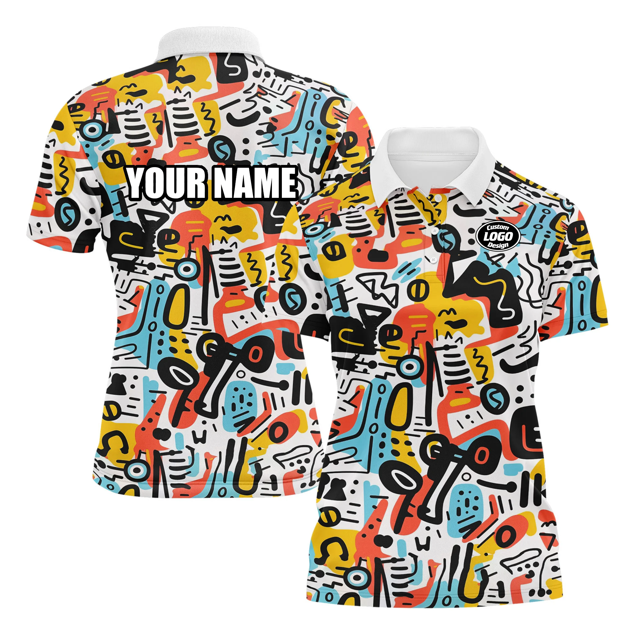 Personalized Street Vibes Polo Shirt, Custom Colorful Graffiti Design for Trendsetters,Unisex Urban Style