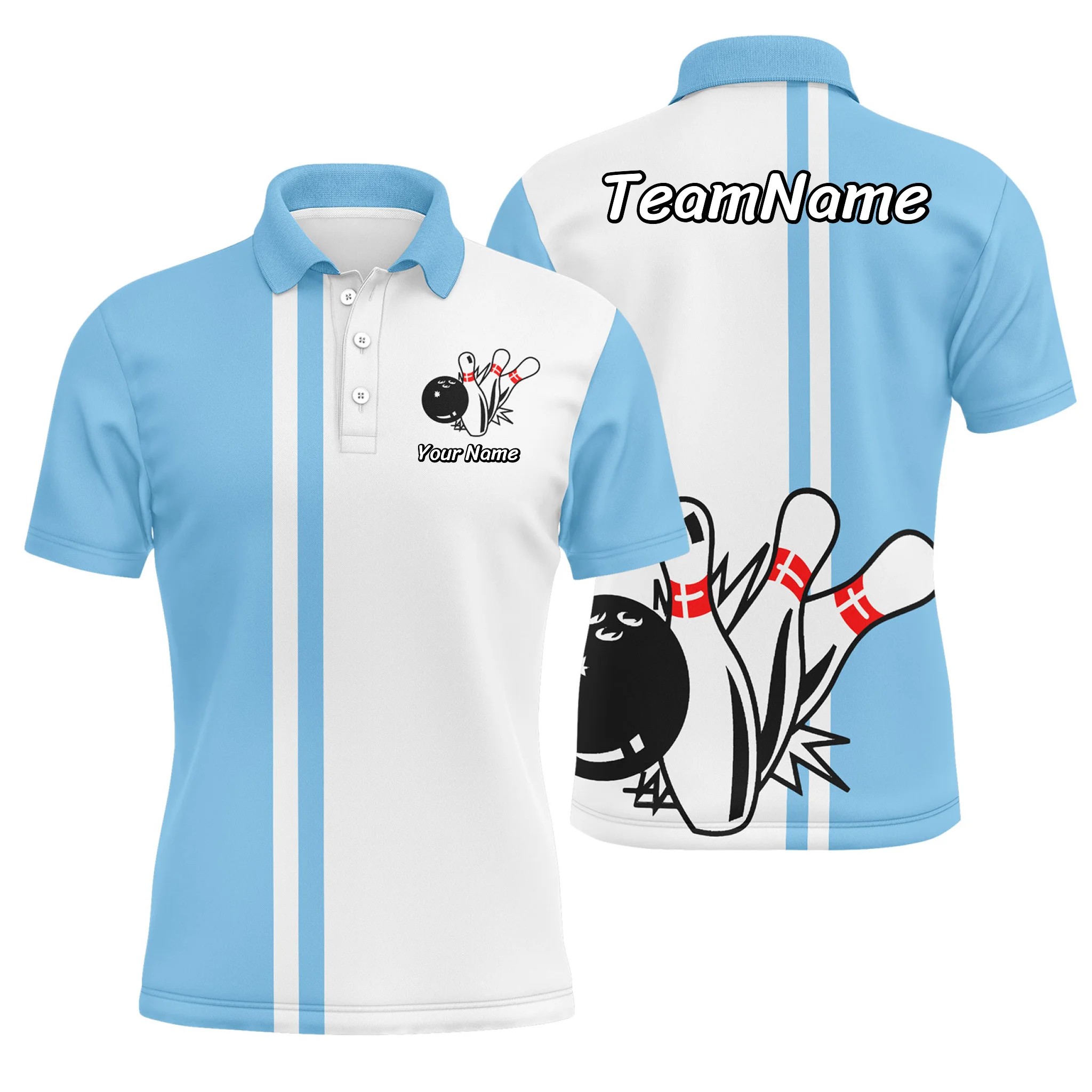 Personalized Bowling Team Polo Shirt, Custom Name & Logo Sports Jerseys PR044-250621-35