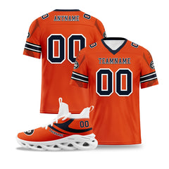 Custom Orange Chicago Football Jersey and Sports Shoes Combo Offer Personalized Combo ZH-D025008-7