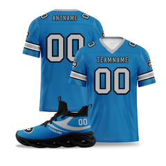 Custom Blue Detroit Football Jersey and Sports Shoes Combo Offer Personalized Combo ZH-D025008-9