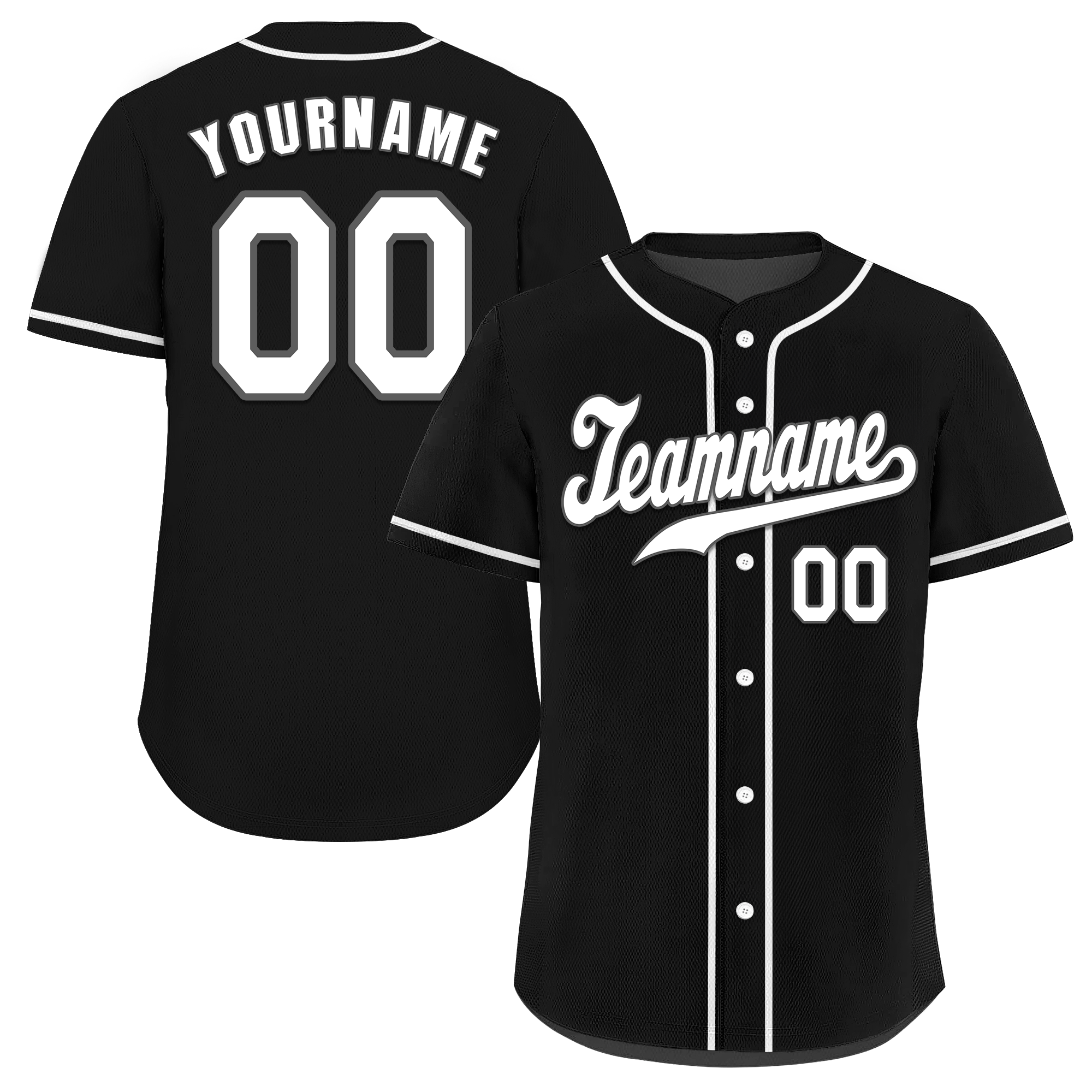 Custom Black Classic Style White Authentic Baseball Jersey