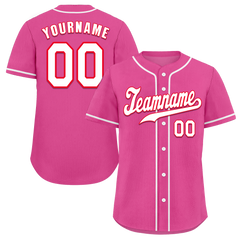 Custom Pink Classic Style White Authentic Baseball Jersey