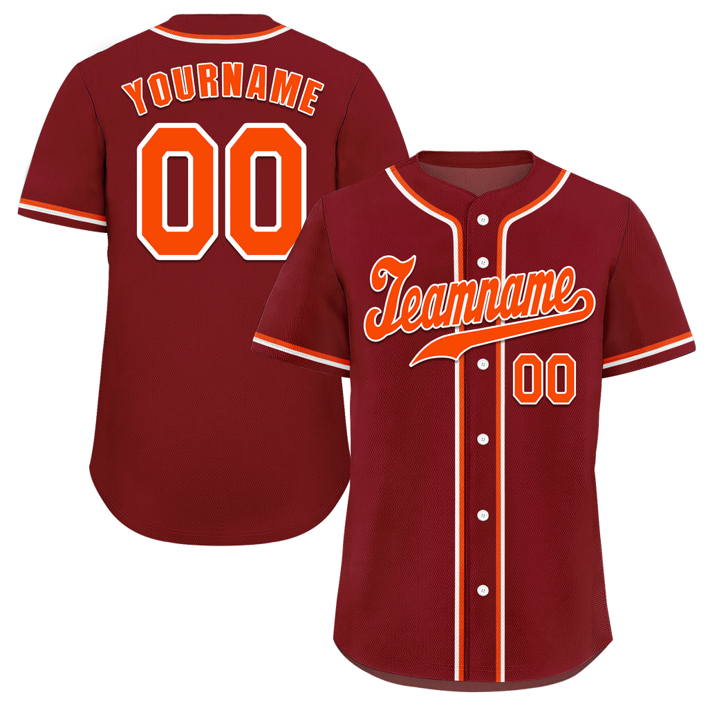 Custom Brown Classic Style Orange Authentic Baseball Jersey