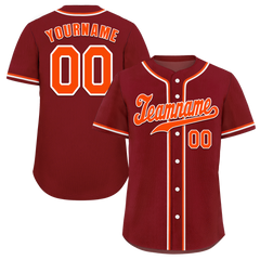 Custom Brown Classic Style Orange Authentic Baseball Jersey