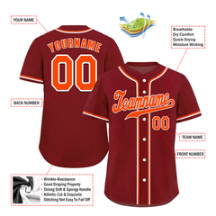 Custom Brown Classic Style Orange Authentic Baseball Jersey