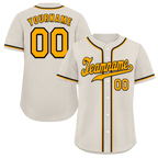 Custom Grey Classic Style Yellow Authentic Baseball Jersey