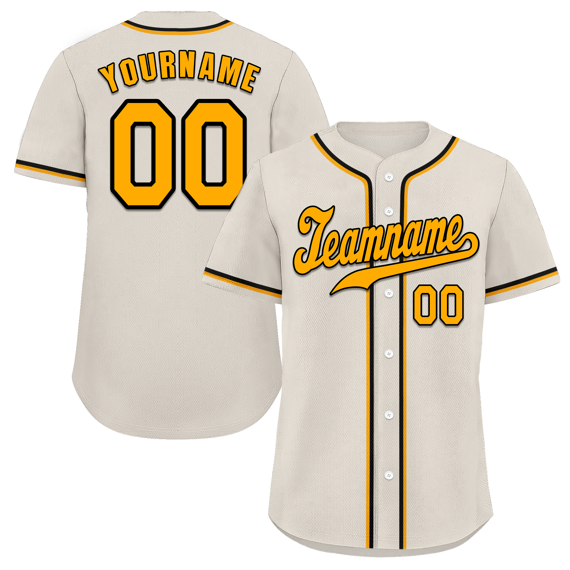 Custom Grey Classic Style Yellow Authentic Baseball Jersey