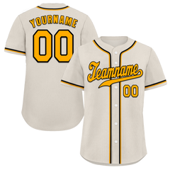 Custom Grey Classic Style Yellow Authentic Baseball Jersey