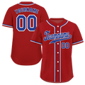 Custom Red Classic Style Blue Authentic Baseball Jersey