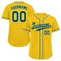 Custom Yellow Classic Style Green Authentic Baseball Jersey