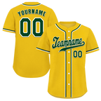 Custom Yellow Classic Style Green Authentic Baseball Jersey