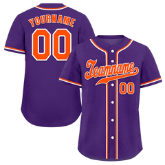 Custom Purple Classic Style Orange Authentic Baseball Jersey