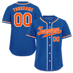 Custom Blue Classic Style Orange Authentic Baseball Jersey