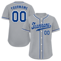 Custom Grey Classic Style Blue Authentic Baseball Jersey
