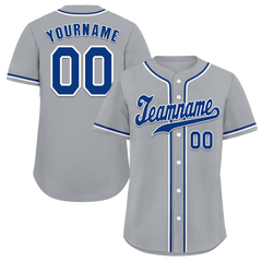 Custom Grey Classic Style Blue Authentic Baseball Jersey