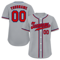 Custom Grey Classic Style Red Authentic Baseball Jersey