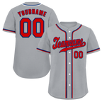 Custom Grey Classic Style Red Authentic Baseball Jersey
