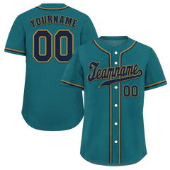 Custom Aqua Classic Style Black Authentic Baseball Jersey