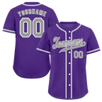 Custom Purple Classic Style Grey Authentic Baseball Jersey