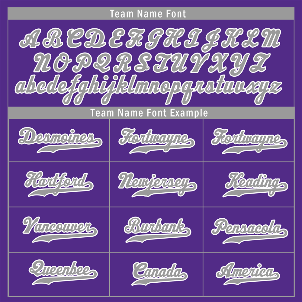 Custom Purple Classic Style Grey Authentic Baseball Jersey