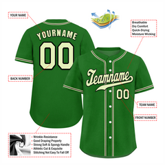 Custom Green Classic Style White Authentic Baseball Jersey