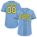 Custom Aqua Classic Style Yellow Authentic Baseball Jersey