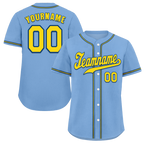 Custom Aqua Classic Style Yellow Authentic Baseball Jersey