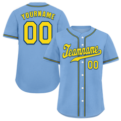 Custom Aqua Classic Style Yellow Authentic Baseball Jersey