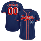 Custom Blue Classic Style Red Authentic Baseball Jersey