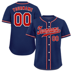 Custom Blue Classic Style Red Authentic Baseball Jersey