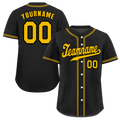 Custom Black Classic Style Yellow Authentic Baseball Jersey