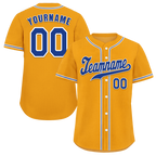 Custom Yellow Classic Style Blue Authentic Baseball Jersey