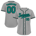 Custom Grey Classic Style Green Authentic Baseball Jersey