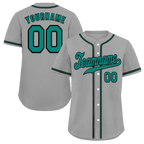 Custom Grey Classic Style Green Authentic Baseball Jersey