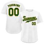 Custom White Classic Style Green Authentic Baseball Jersey