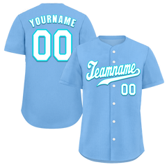 Custom Aqua Classic Style White Authentic Baseball Jersey