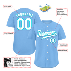 Custom Aqua Classic Style White Authentic Baseball Jersey