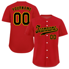 Custom Red Classic Style Black Authentic Baseball Jersey