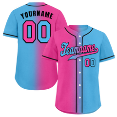 Custom Red Aqua Gradient Fashion Red Authentic Baseball Jersey